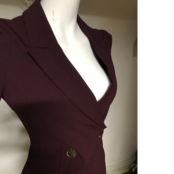 Le Chateau Burgundy Double-Breasted Dress - Picture 2 of 8